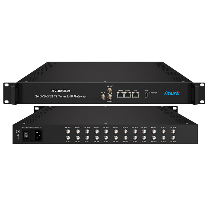 FMUSER 24-Way DVB-S2/T2 FTA IRD Integrated Receiver Decoder
