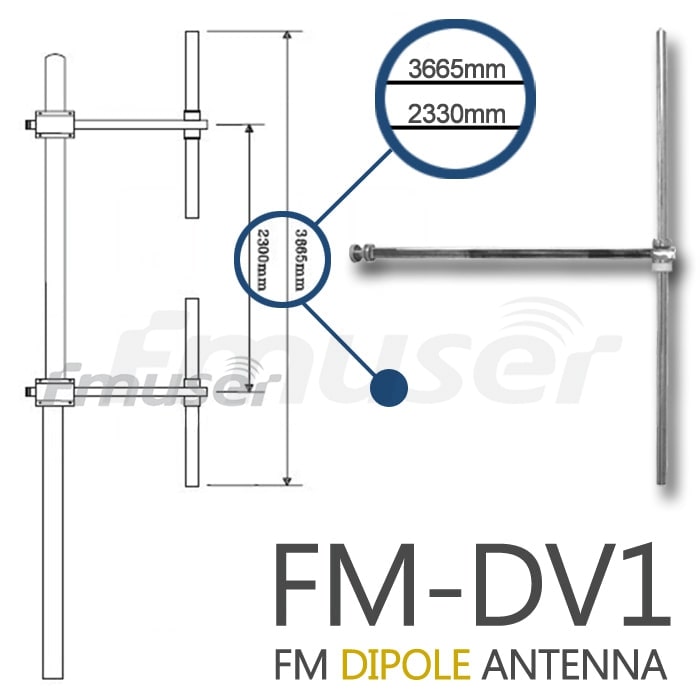 trabajo No autorizado Casi Compre antena dipolo FM de 2 bahías para transmisor FM de alta potencia