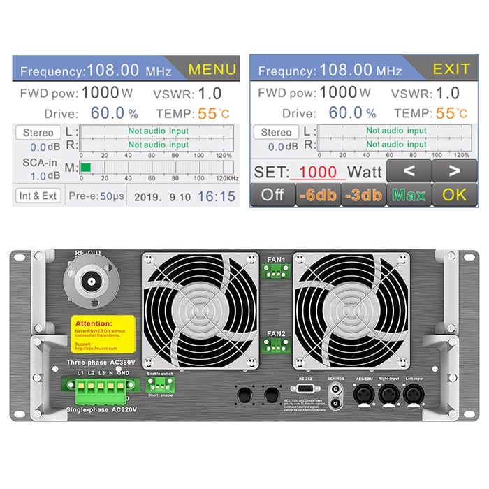 FMUSER FSN-5000T 5KW 5000Watt FM Broadcast Radio Transmitter+4Bay  Professional FM Dipole Antenna+80m Cable Set For FM Radio  Station-2kw-10kw-FMUSER FM/TV Broadcast One-Stop Supplier