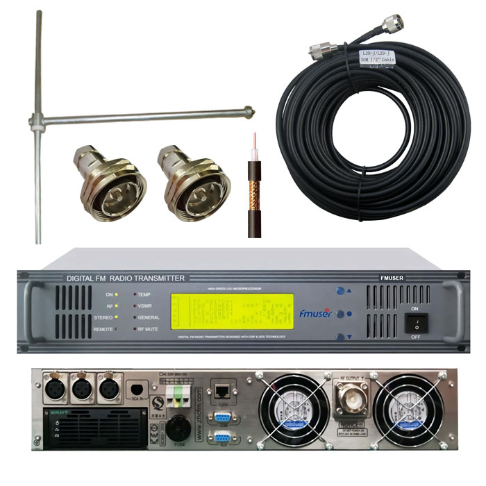 Kit de transmisor de radio FM de 500 W con sistema dipolo FM de 1 bahía