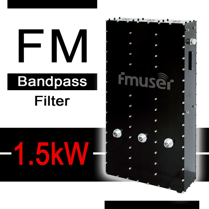 Sefe ea FMUSER 87-108MHz 1500W FM Bandpass Filter 1.5kW FM Band Pass Sefe e nang le Maqhubu a Tuneable a Seteishene sa seea-le-moea sa FM.