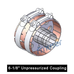 Acoplamento não pressurizado de 6-1/8" com condutor interno para linha de transmissão coaxial rígida de 6-1/8"
