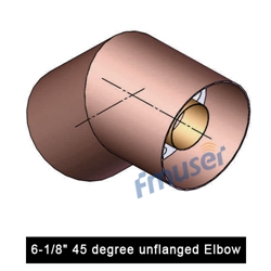 Cotovelo não flangeado de 6-1/8" e 45 graus para linha de transmissão coaxial rígida de 6-1/8"
