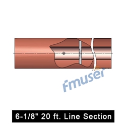 Seção de linha de 6-1/8" 20 pés para linha de transmissão coaxial rígida de 6-1/8"