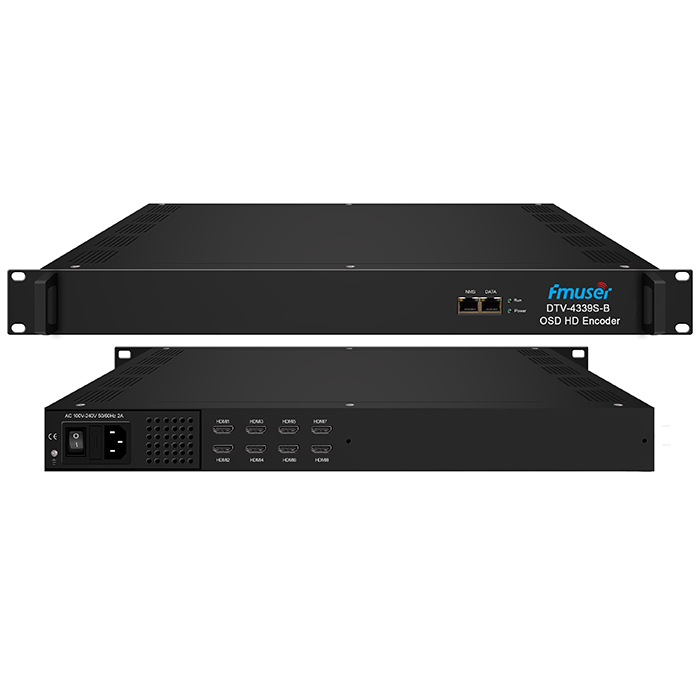 FMUSER DTV4339S-B 8/16/24 kanálový HDMI IPTV kodér (vylepšený OSD+IP protokol)