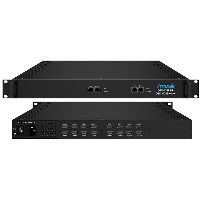 FMUSER DTV4339S-B 8/16/24 च्यानलहरू HDMI IPTV एन्कोडर (अपग्रेड गरिएको OSD+IP प्रोटोकल)