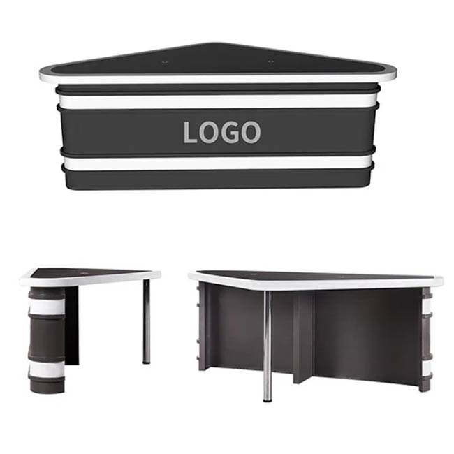 fmuser-custom-newsroom-desk-triangle-design-curved-with-black and white-color-custom-logo.jpg