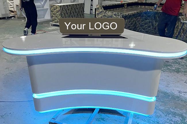 custom-podcast-table-abstract-triangle-curved-design-with-Customized-logo-adjustable-multi-layer-lightning-curved-pure-white-marble-surface.jpg